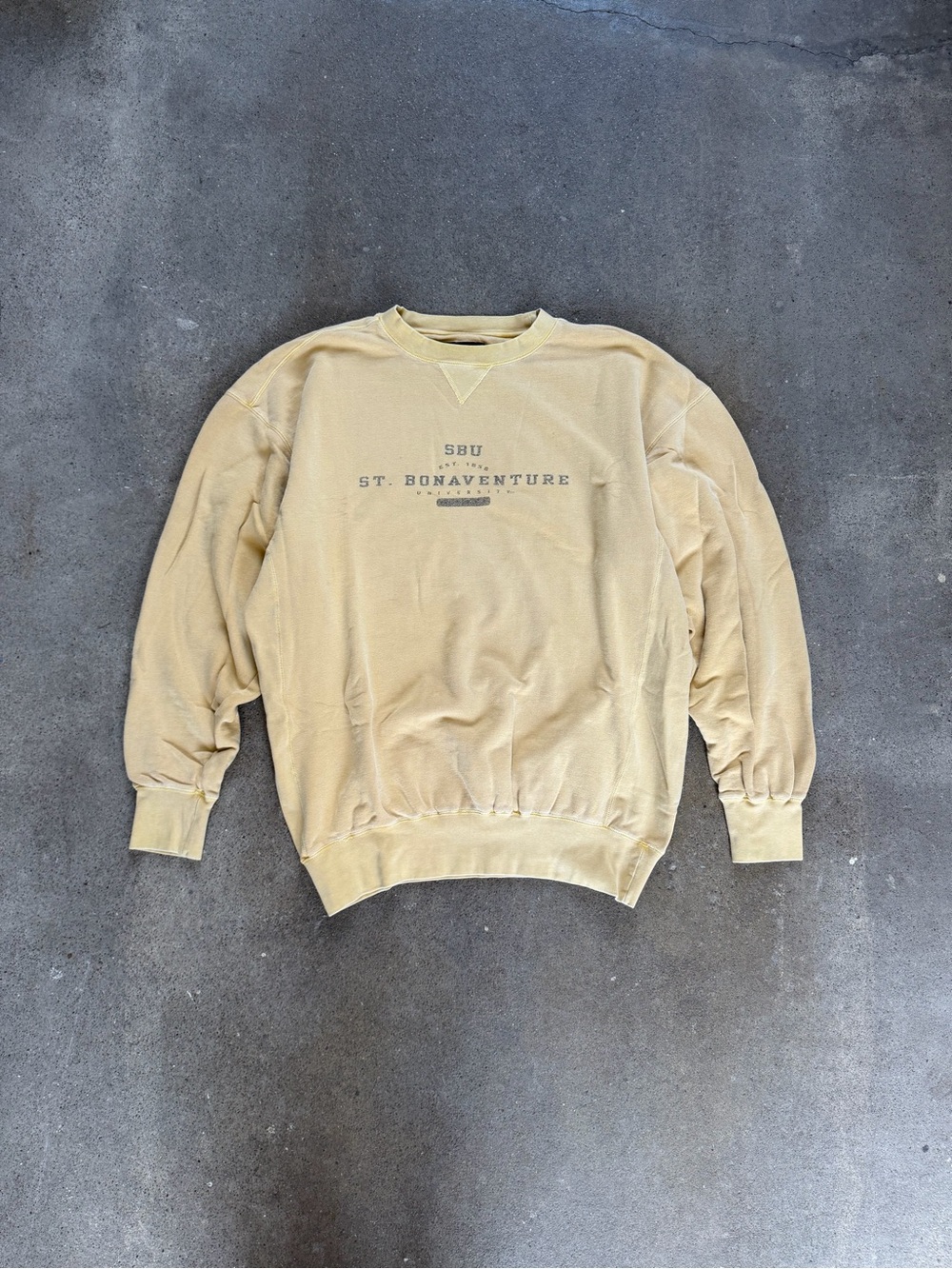 Jansport St Bonaventure University Crewneck Vintage Yellow Size XL 100% Cotton